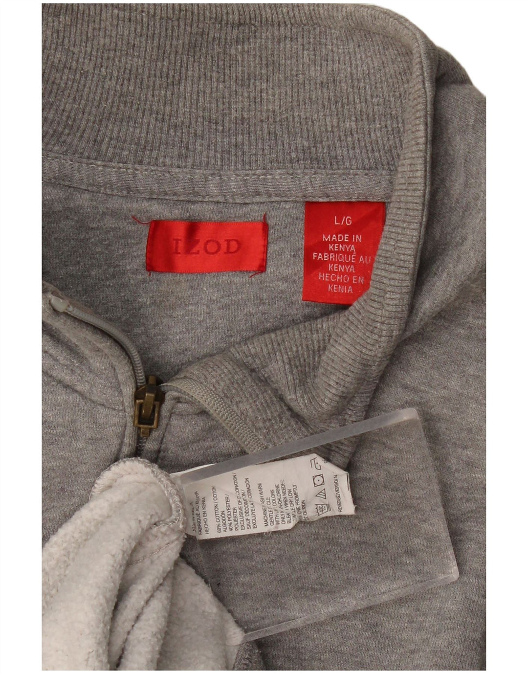 Felpa da uomo con collo con zip Izod, maglione grande, cotone chiazzato grigio