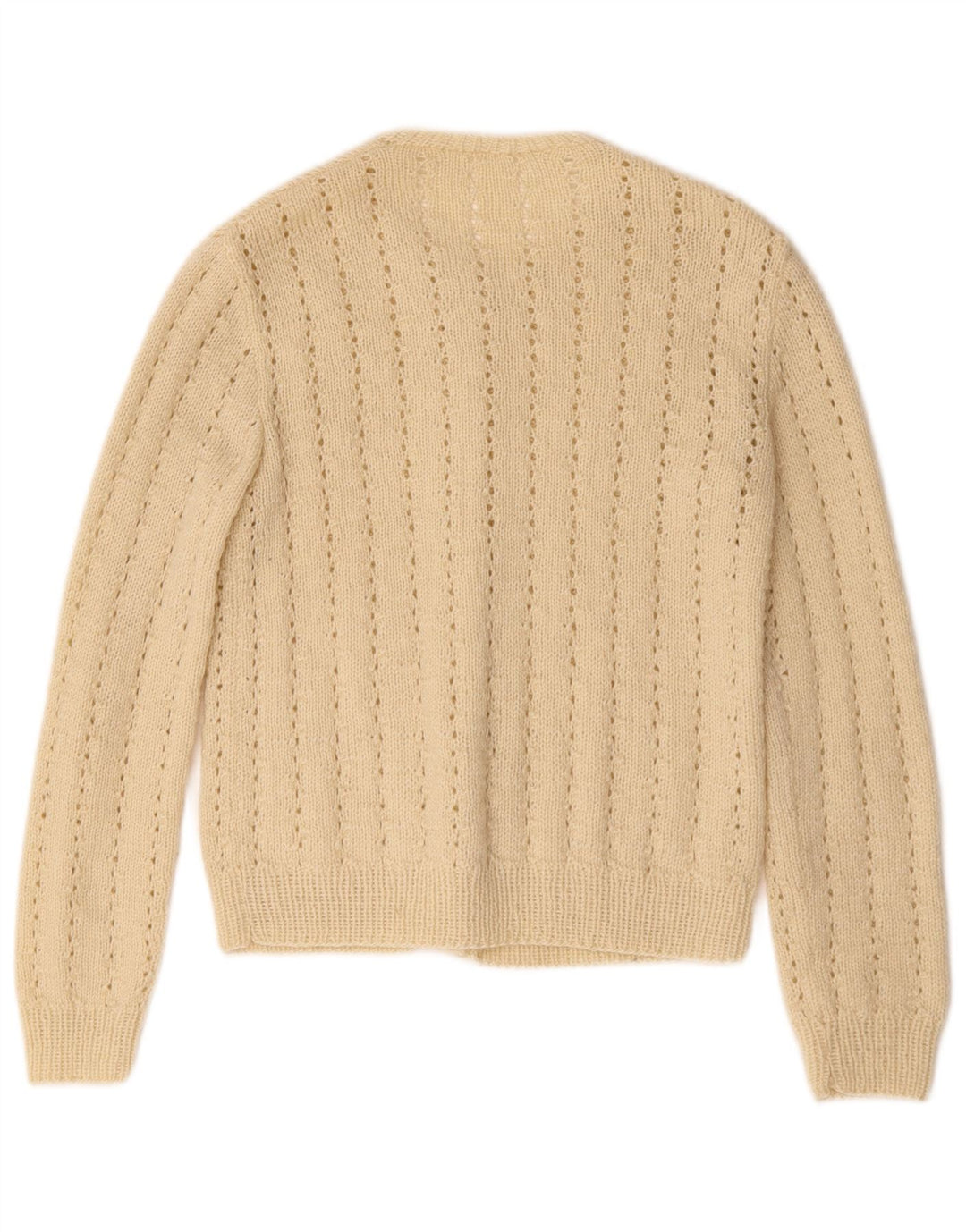 Maglione cardigan da donna vintage UK 10 piccolo beige