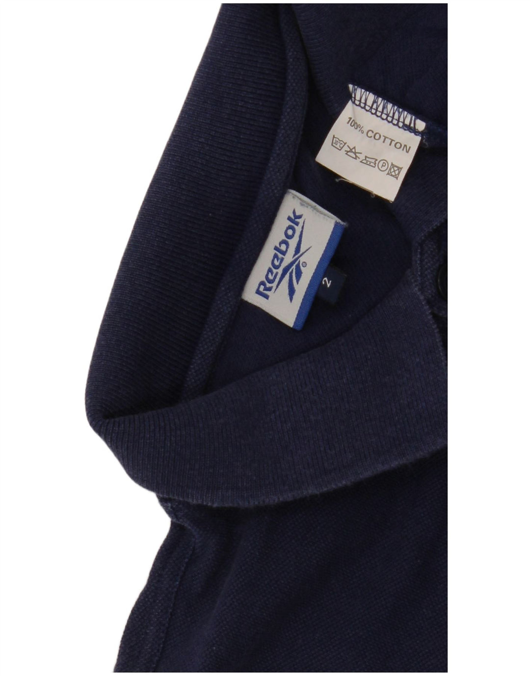 Polo Reebok da uomo in cotone medio blu navy