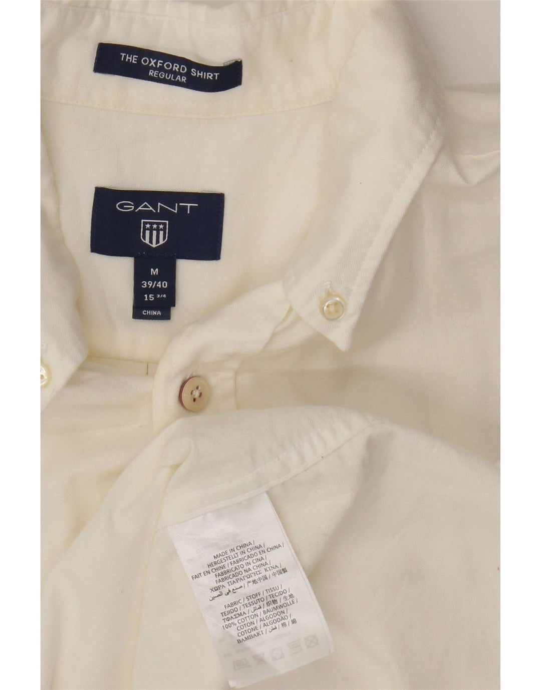 Gant Camicia da uomo a maniche corte vestibilità regolare taglia 39/40 15 3/4 medio bianco