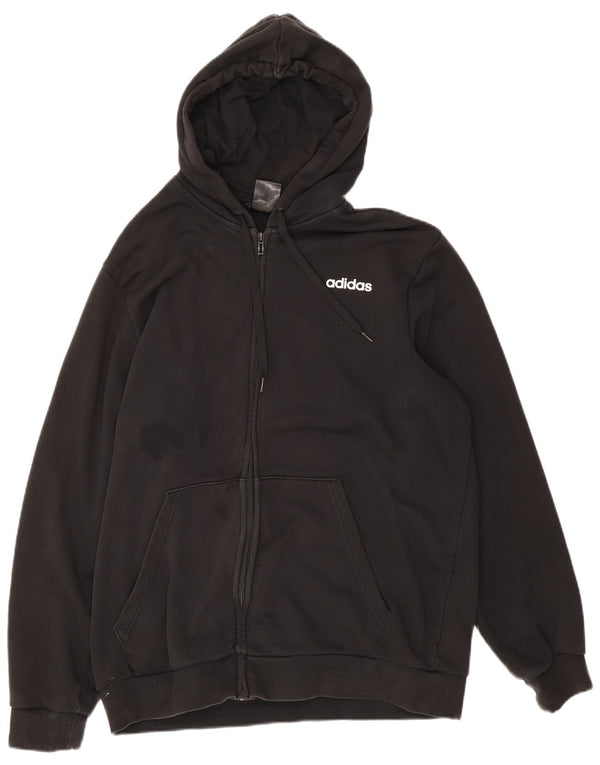 Felpa con cappuccio e zip grafica Adidas da uomo XL in cotone nero