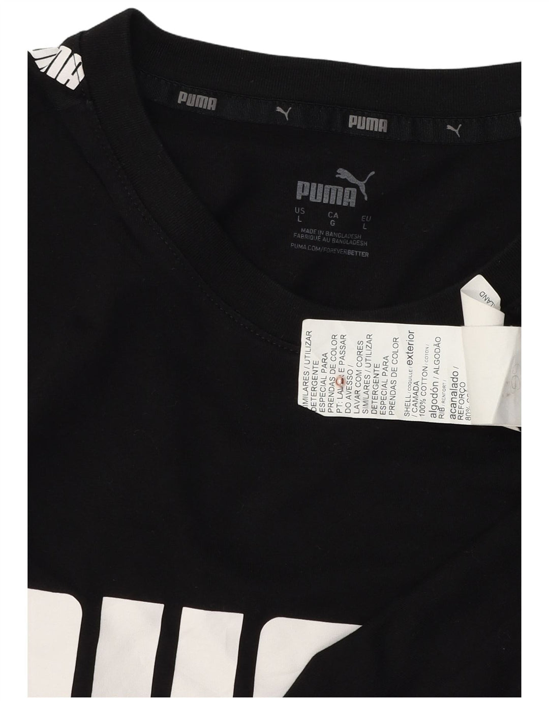 T-shirt grafica da uomo Puma Top grande in cotone nero