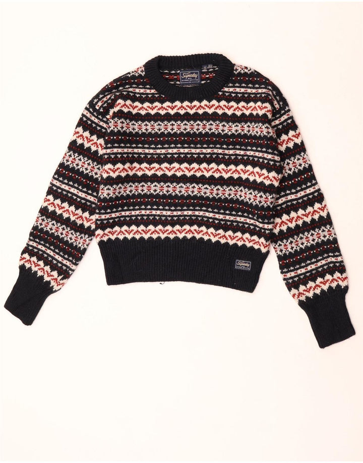 Maglione maglione girocollo da donna Superdry UK 14 grande multicolore