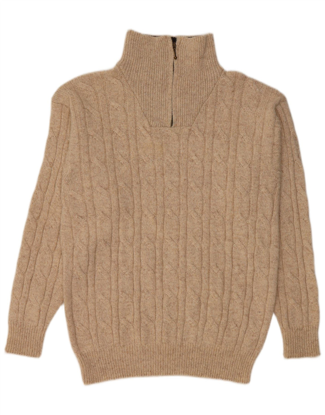 GIANI FEROTI Maglione da uomo con zip e collo grande in lana beige