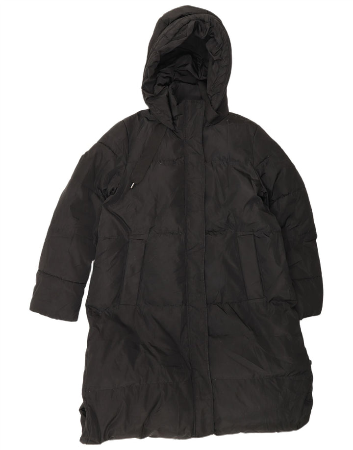 Cappotto imbottito con cappuccio da donna Zara UK 16 grande poliestere nero