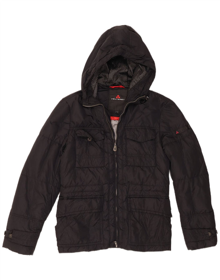 PEUTEREY Giacca imbottita con cappuccio da uomo UK 40 Large Nera in poliammide