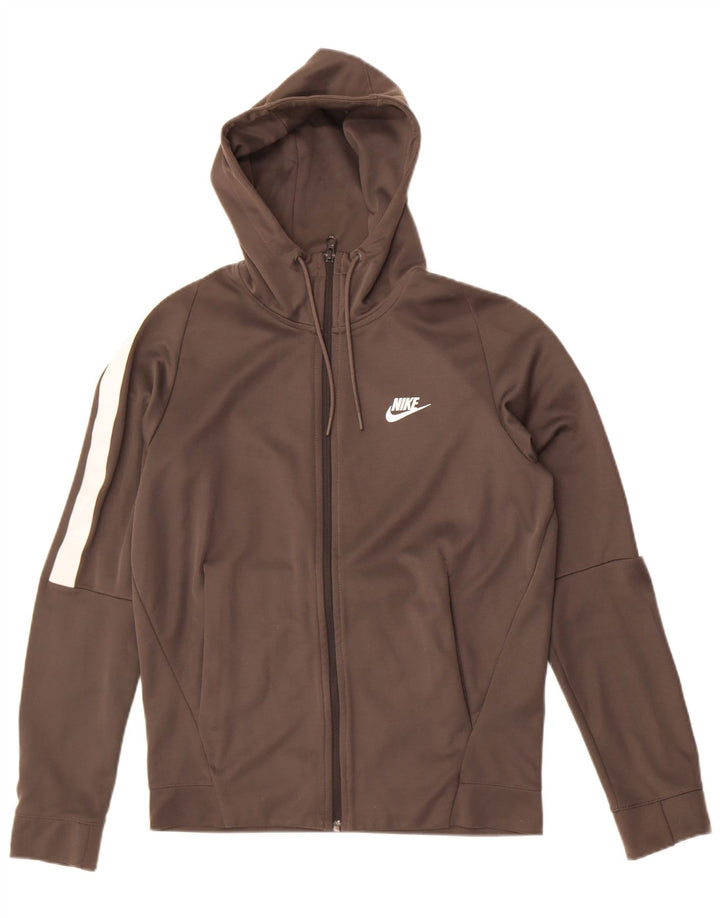 Felpa con cappuccio e zip Nike da uomo, piccola, in cotone color block grigio