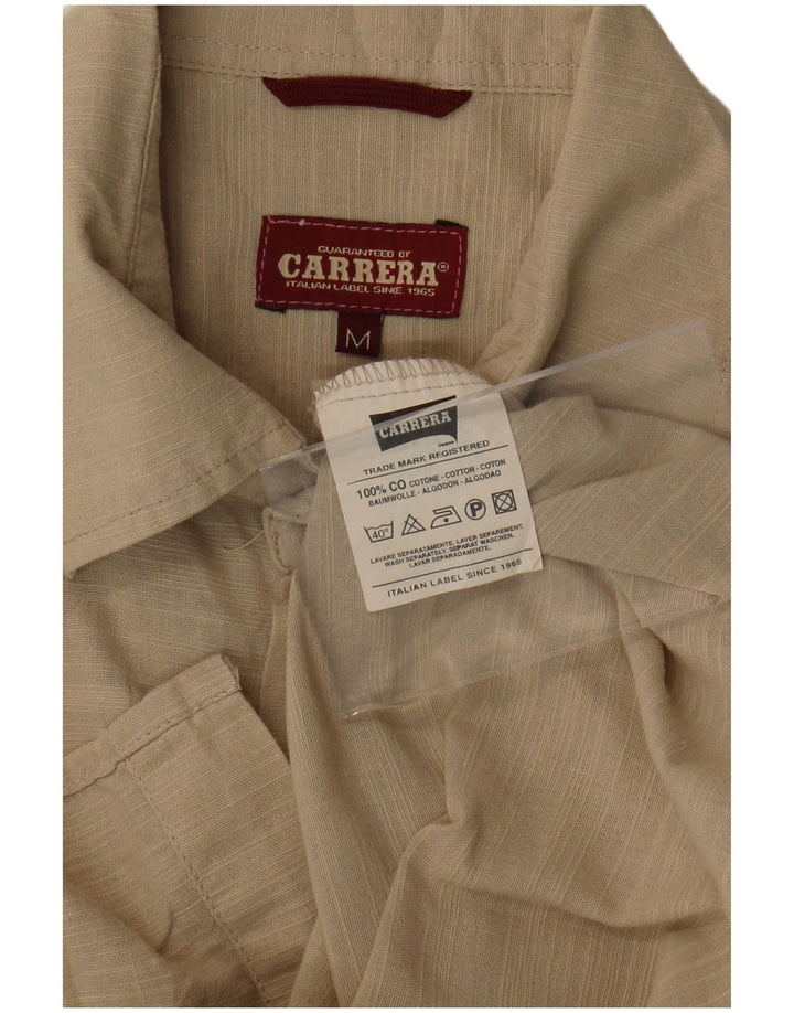 CARRERA Camicia Uomo Manica Corta Cotone Gessato Beige Medio