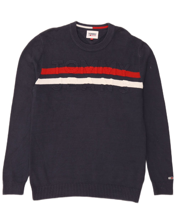 Maglione maglione girocollo da uomo Tommy Hilfiger cotone medio blu navy