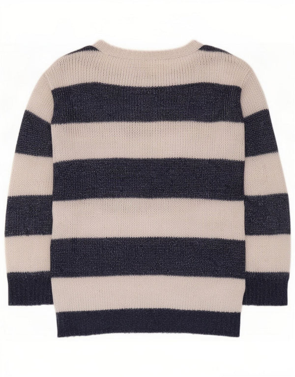 Maglione maglione con scollo a barca da donna Oasis UK 14 Nylon a righe grigio medio