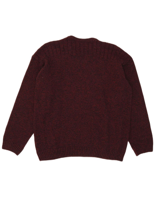 Maglione maglione con scollo a V da uomo Lacoste taglia 7 2XL lana bordeaux