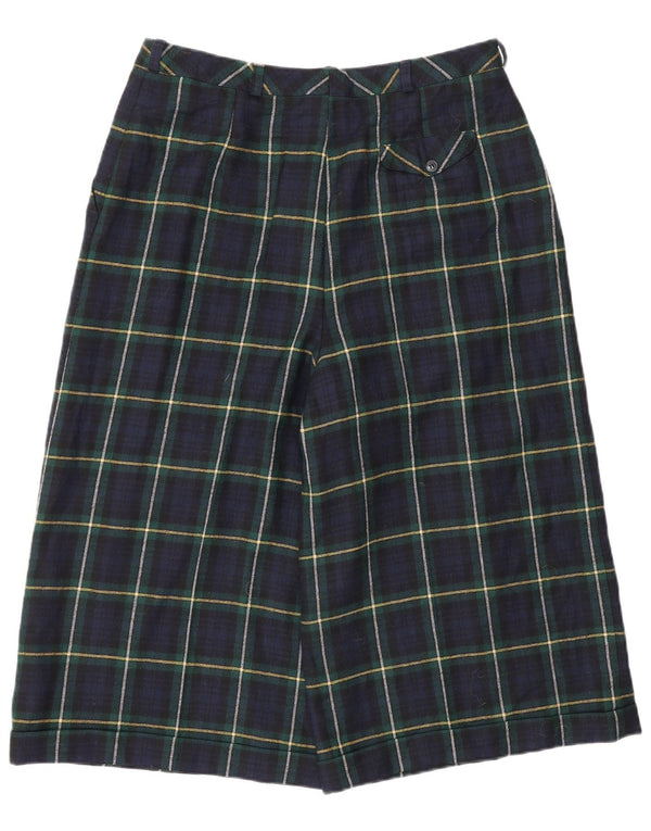 Bermuda vintage da donna a vita alta EU 42 Large W30 blu navy a quadri