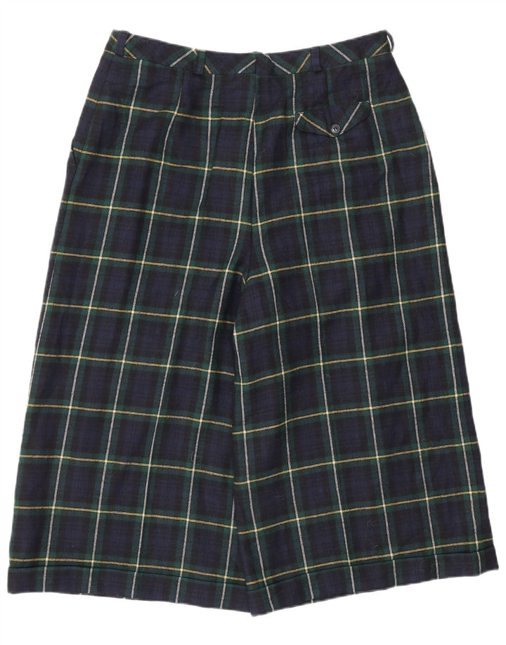 Bermuda vintage da donna a vita alta EU 42 Large W30 blu navy a quadri