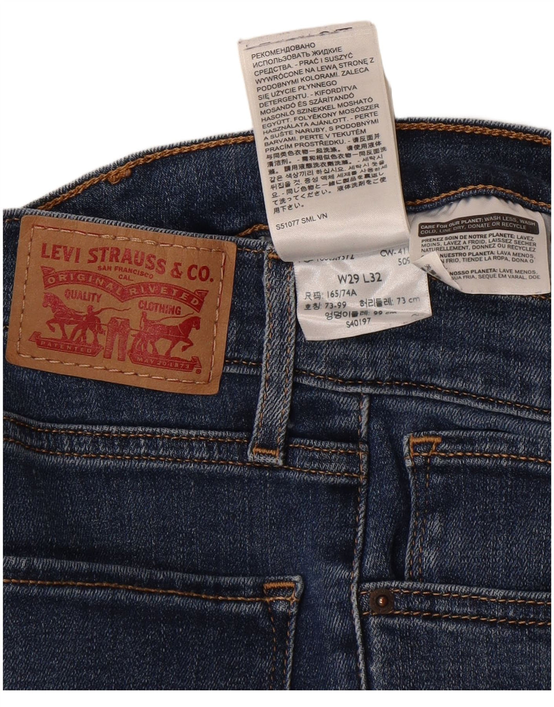 Jeans dritti a vita alta Levi's 724 da donna W29 L32 in cotone blu