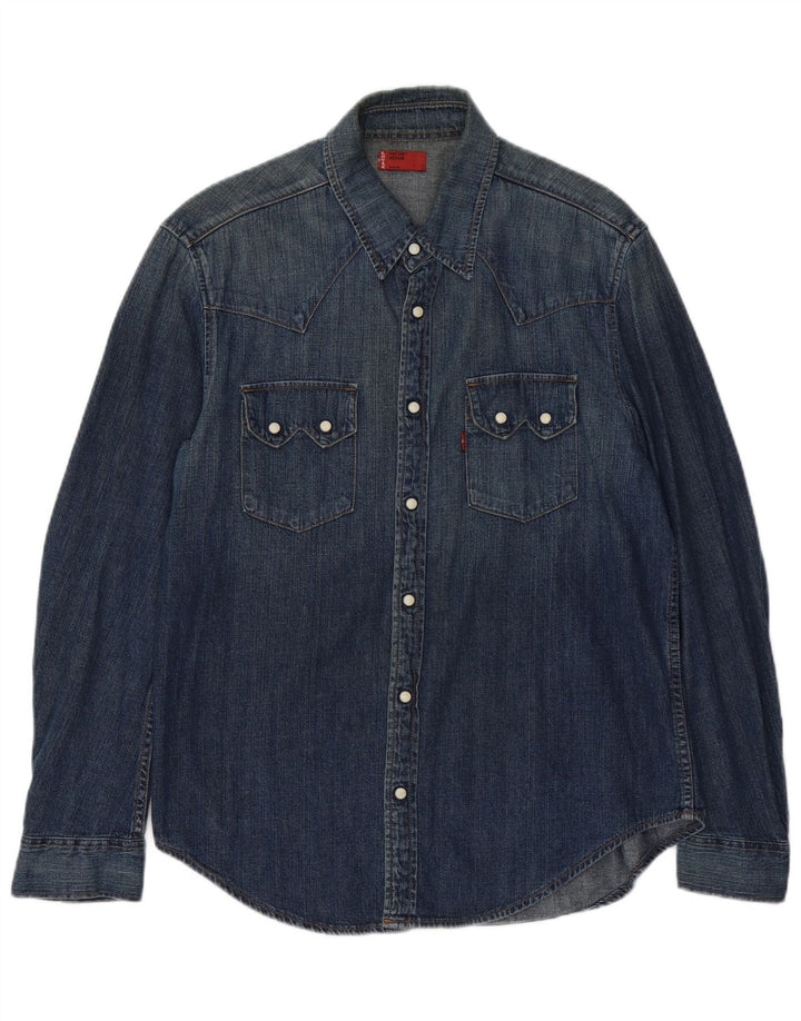 LEVI'S Camicia di jeans da uomo in cotone blu medio