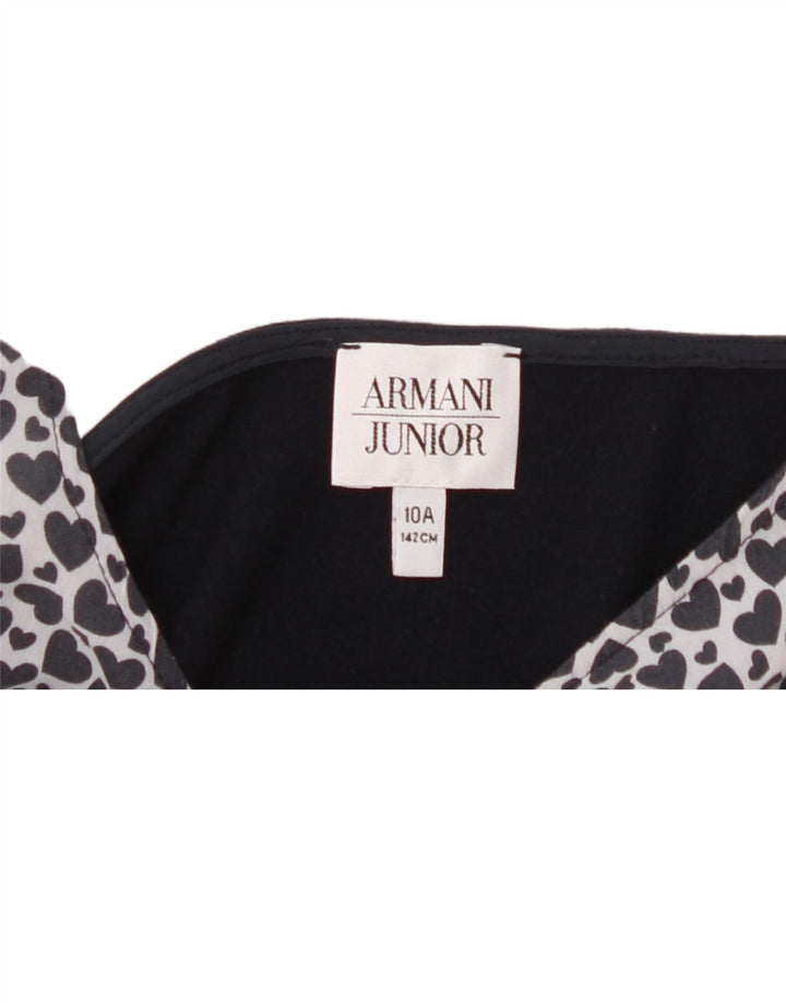 ARMANI JUNIOR Girls Abstract Pattern Blouse Top 9-10 Years Black Vintage Armani Junior and Second-Hand Armani Junior from Messina Hembry 