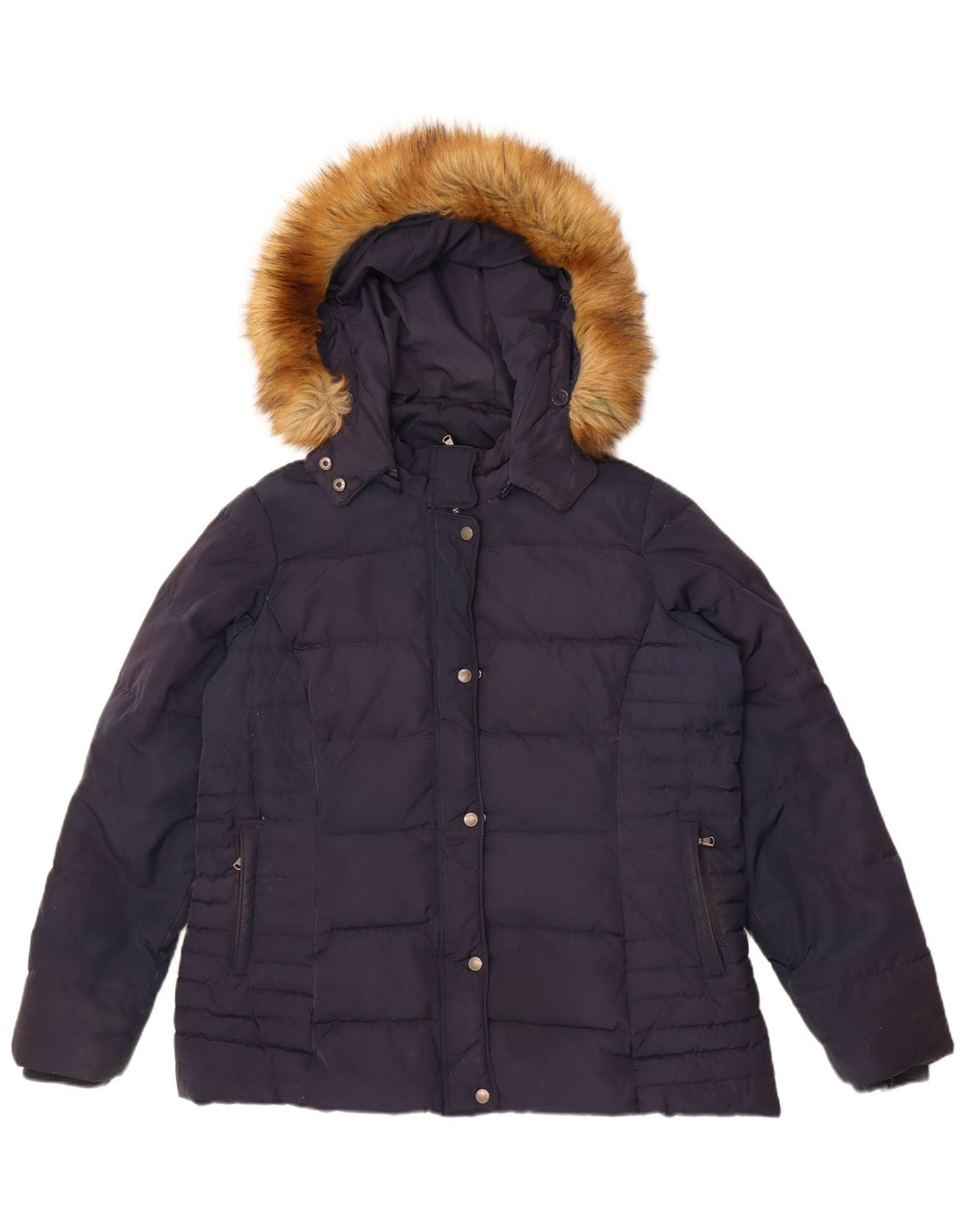Crew Clothing Giacca imbottita con cappuccio da donna UK 16 Large in poliestere blu navy
