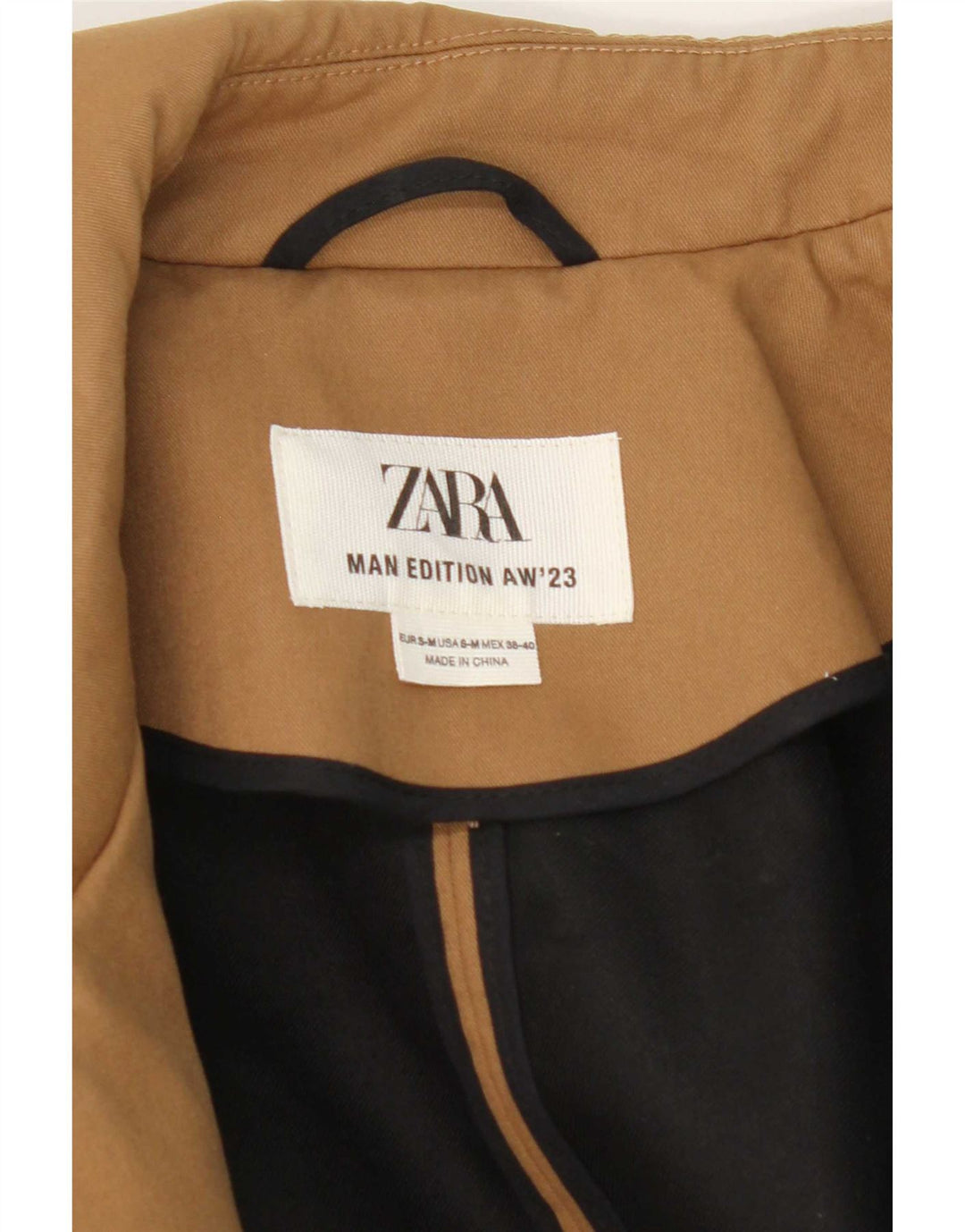 Cappotto da uomo Zara UK 38 Poliestere beige medio