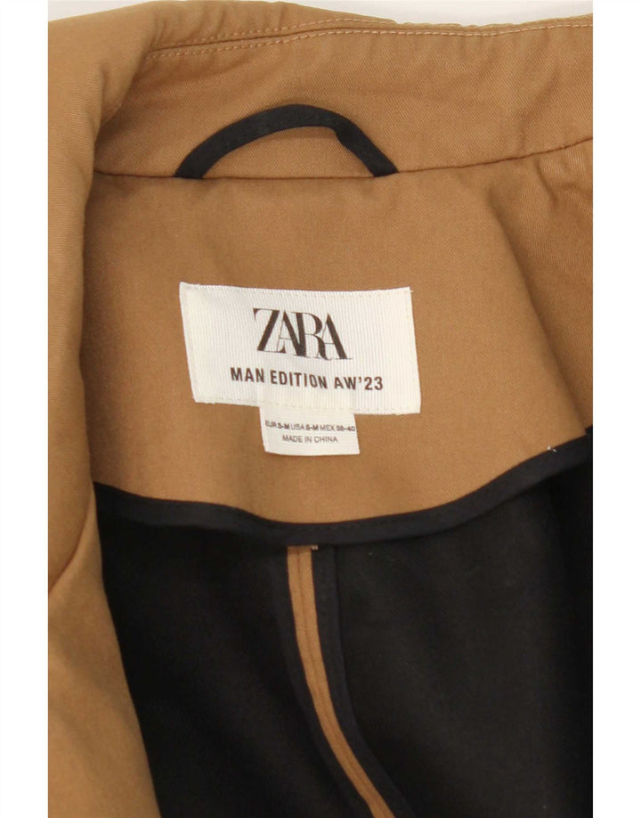Cappotto da uomo Zara UK 38 Poliestere beige medio