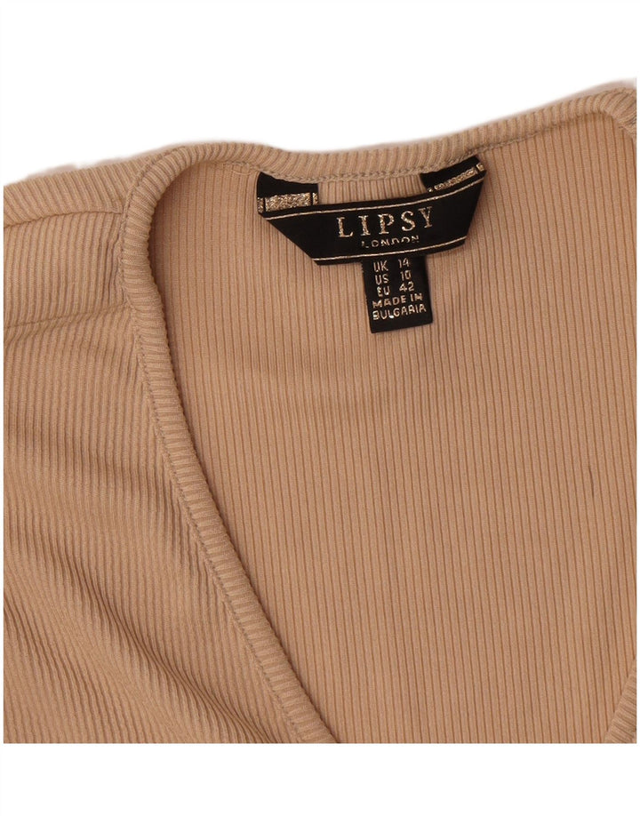 Top da donna a manica lunga Lipsy UK 14 Poliestere beige medio