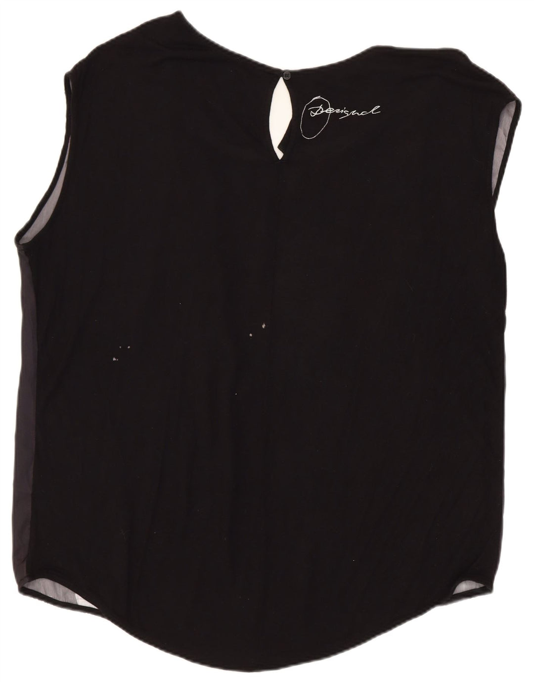 Desigual Donna Camicetta Senza Maniche Top UK 18 XL Nero Floreale