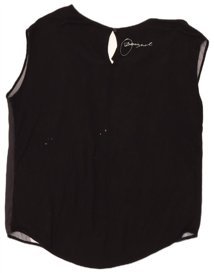 Desigual Donna Camicetta Senza Maniche Top UK 18 XL Nero Floreale
