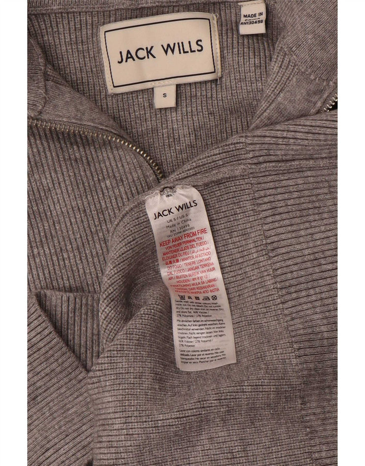 Maglione da uomo con collo con zip Jack Wills piccolo in viscosa grigia