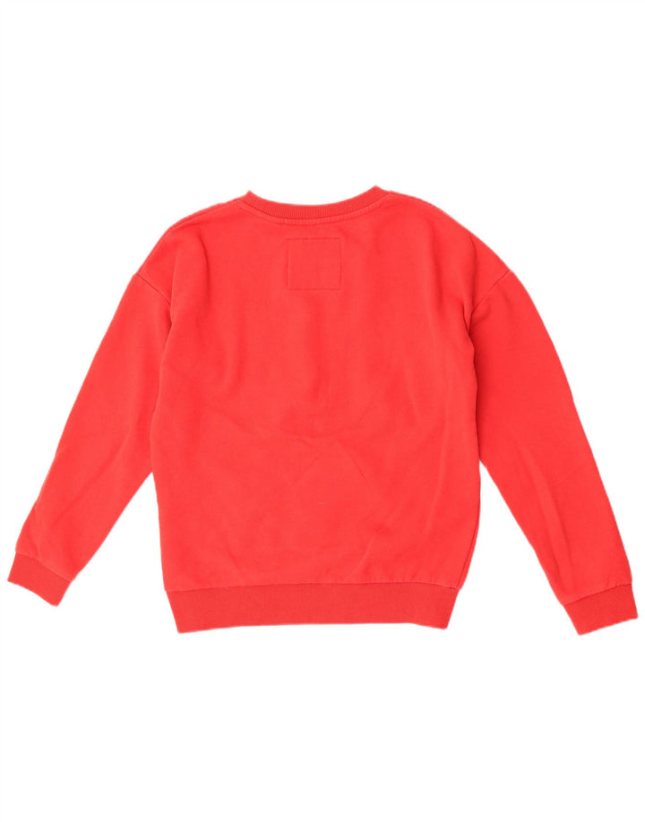 Felpa oversize con grafica da donna Superdry, maglione UK 10 piccolo, cotone rosso