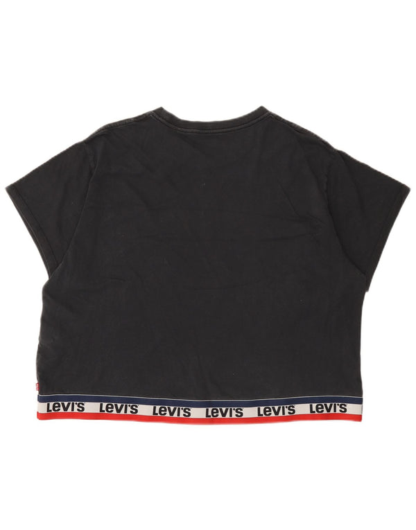T-shirt grafica oversize corta da donna Levi's Top UK 16 grande cotone nero