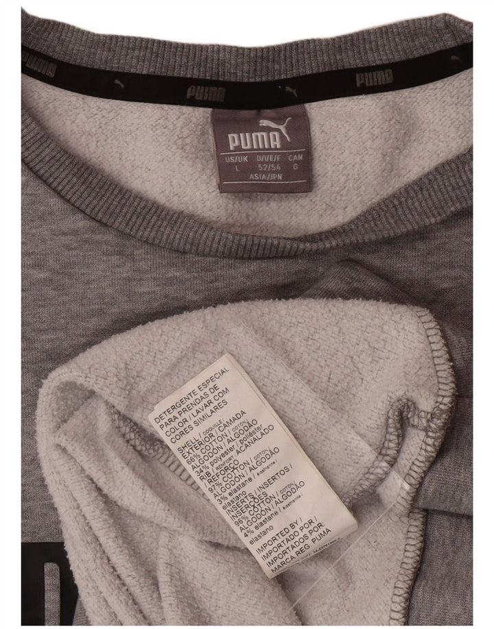 PUMA Felpa con grafica da uomo Maglione grande in cotone color block grigio