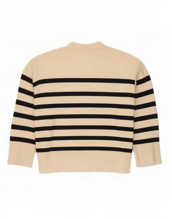 Maglione girocollo da donna Zara UK 16 Viscosa a righe bianche grandi