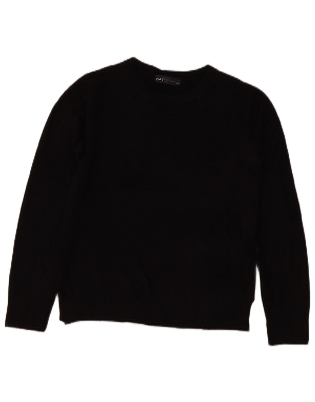 Maglione maglione girocollo da donna Marks & Spencer UK 12 medio acrilico nero