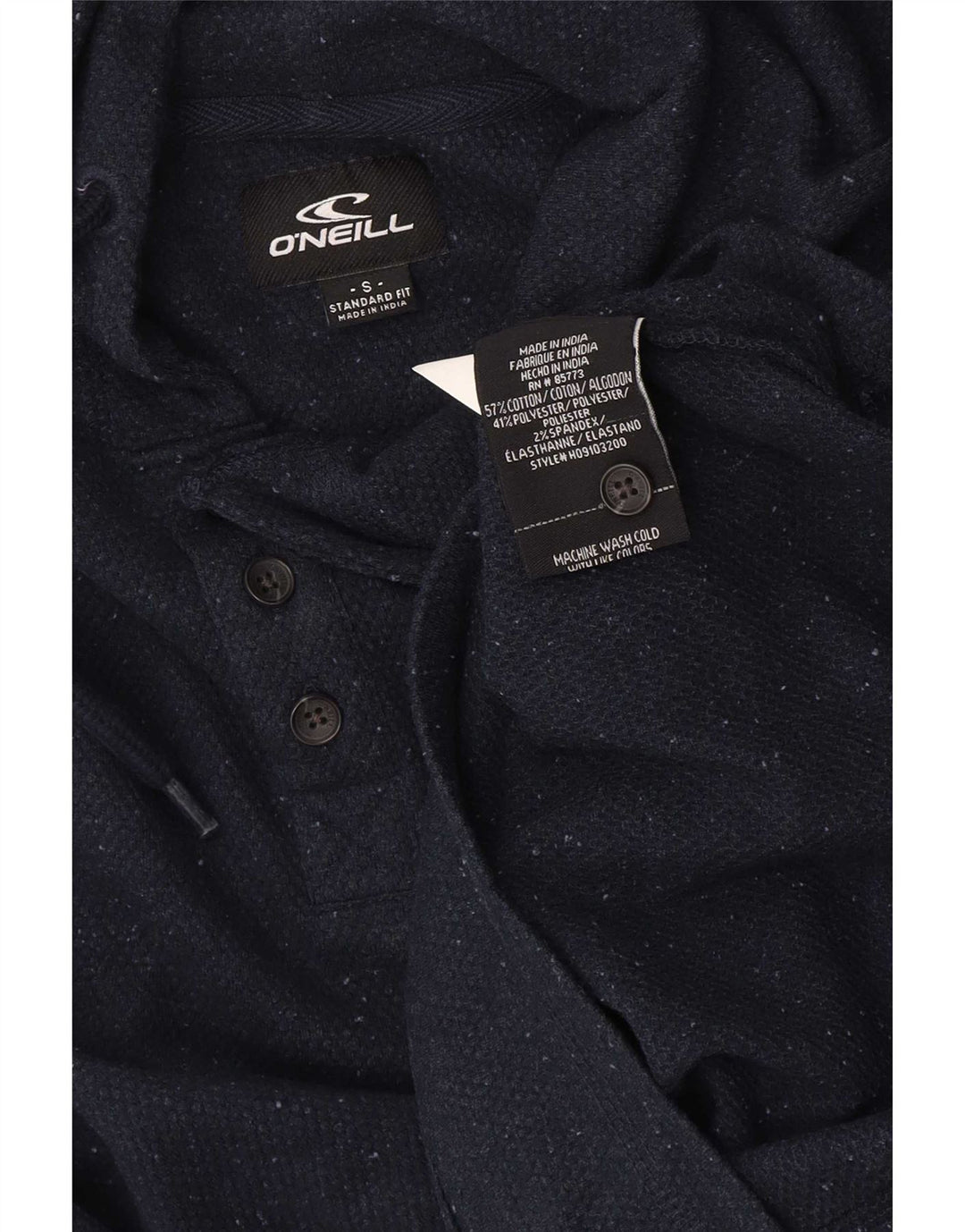 Maglione con cappuccio da uomo con collo abbottonato O'Neill piccolo in cotone blu navy