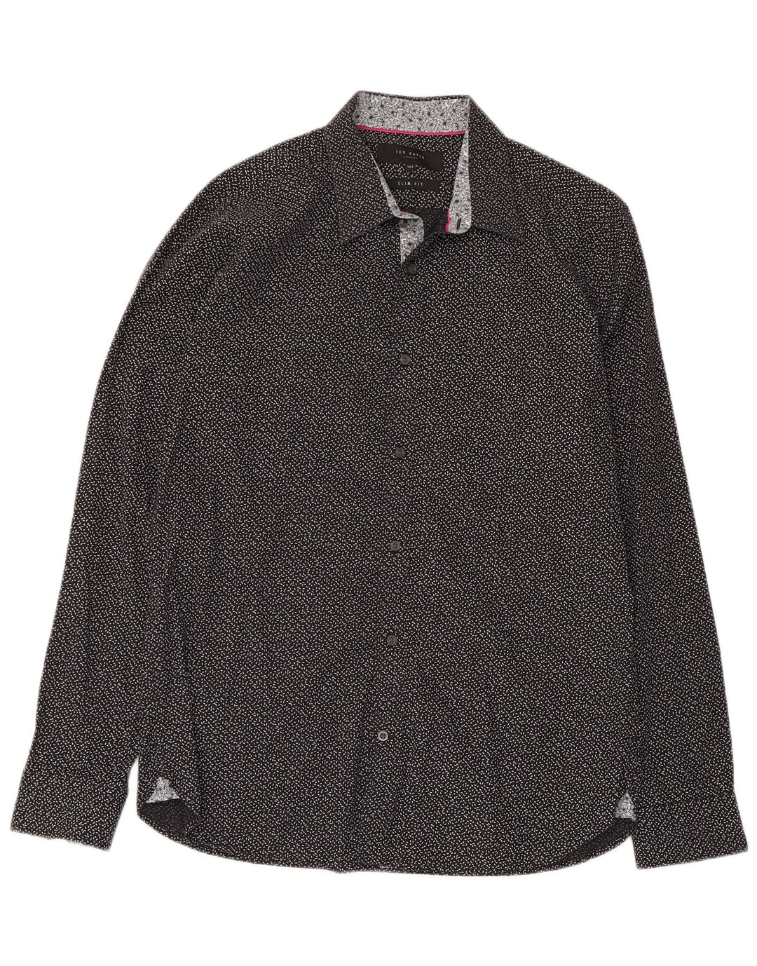 Ted Baker Camicia da uomo slim fit con motivo astratto taglia 15 1/2 media nera
