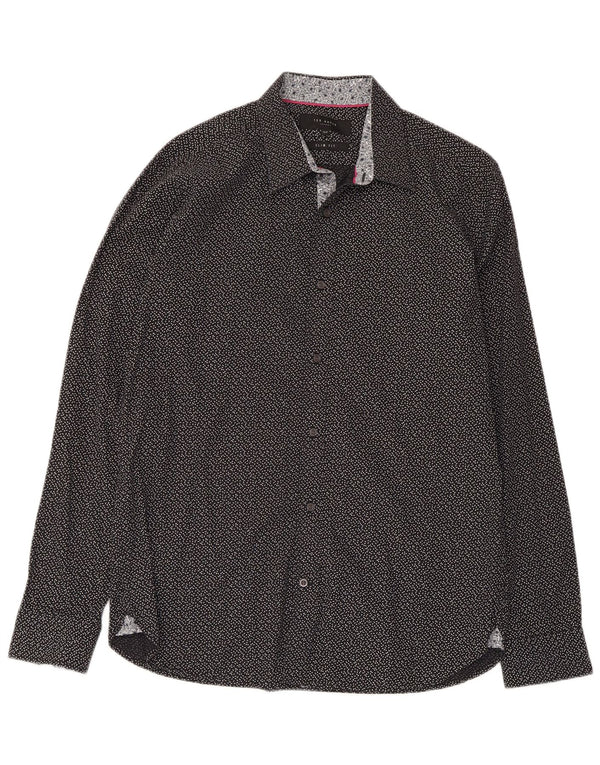 Ted Baker Camicia da uomo slim fit con motivo astratto taglia 15 1/2 media nera