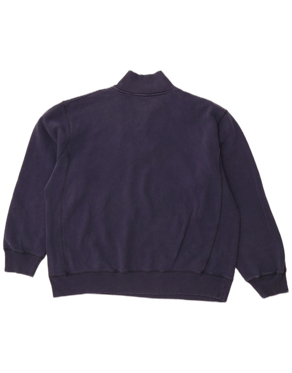 NIKE Felpa con collo con zip da uomo Maglione UK 45/47 XL Cotone blu navy