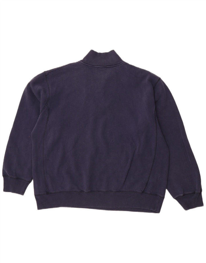 NIKE Felpa con collo con zip da uomo Maglione UK 45/47 XL Cotone blu navy