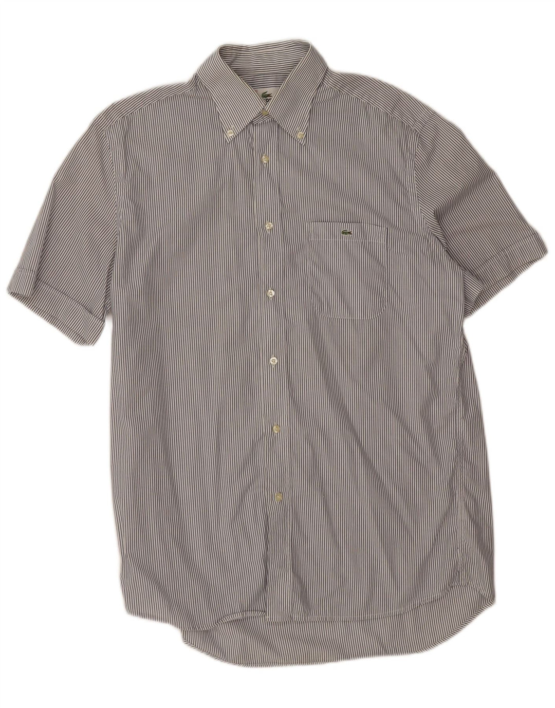 Camicia a maniche corte da uomo Lacoste taglia 41 grande cotone gessato grigio