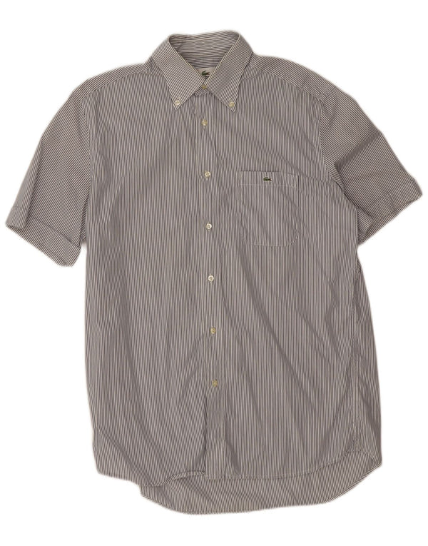 Camicia a maniche corte da uomo Lacoste taglia 41 grande cotone gessato grigio