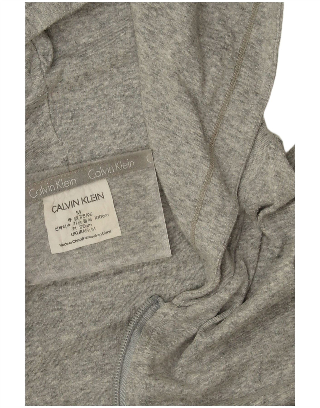 Maglione con cappuccio e zip da uomo Calvin Klein in cotone grigio medio