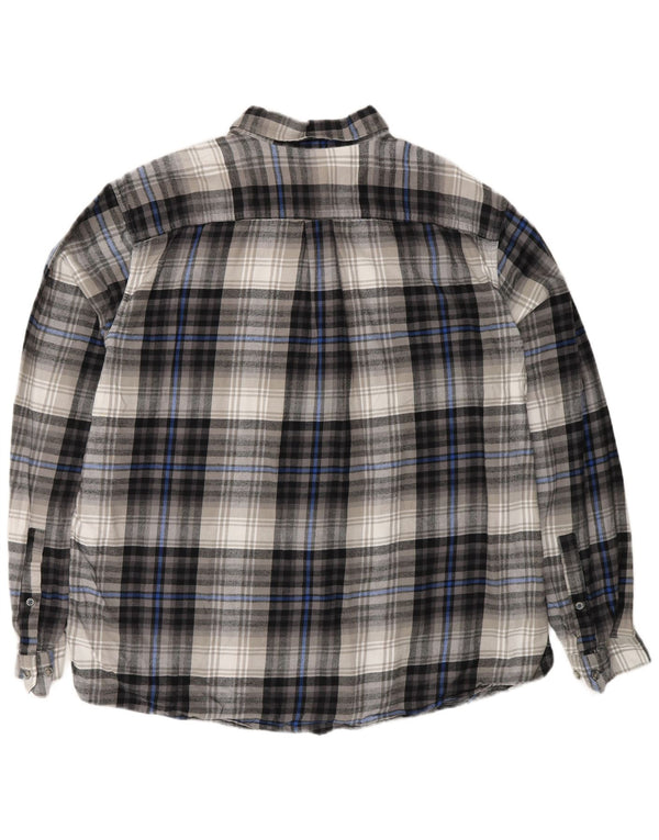 EDDIE BAUER Camicia da uomo in flanella dal taglio classico XL in cotone a quadri grigio