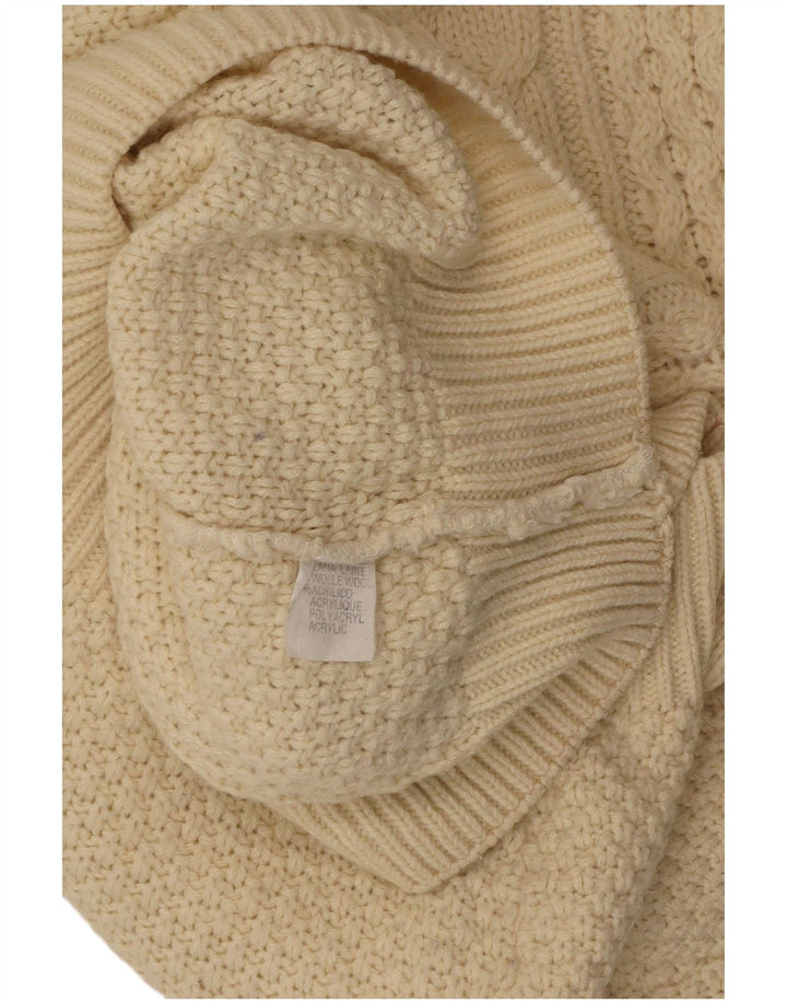 Maglione maglione collo alto da donna VINTAGE UK 18 XL lana bianca