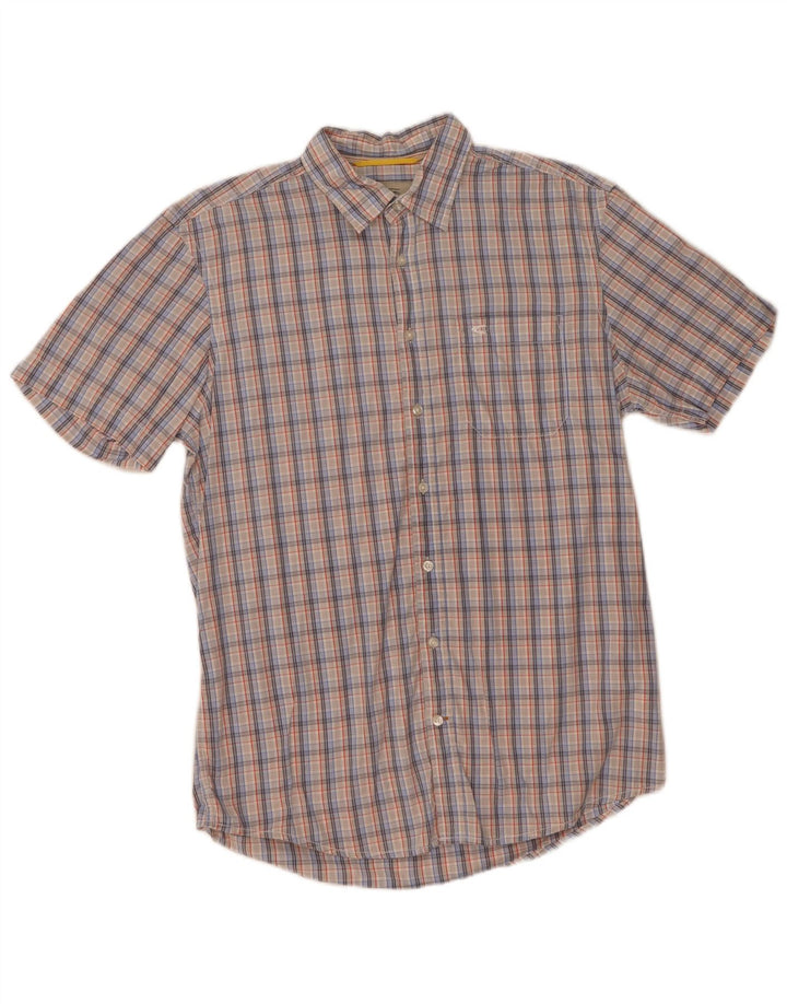 Camicia da uomo a maniche corte Regular Fit Camel Active in cotone a quadri blu medio