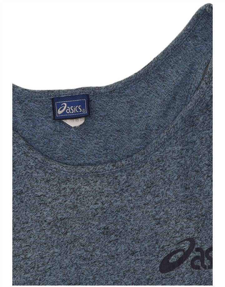 Canotta grafica ASICS da donna UK 14 grande cotone screziato blu