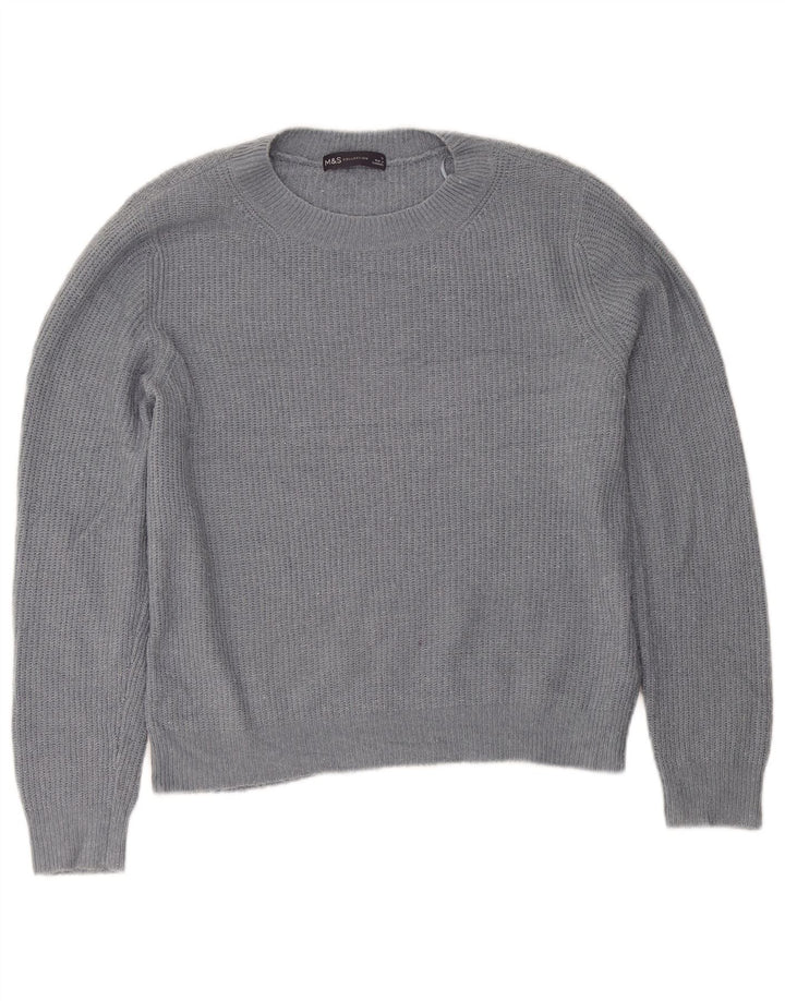 Maglione maglione girocollo da donna Marks & Spencer UK 12 Acrilico grigio medio
