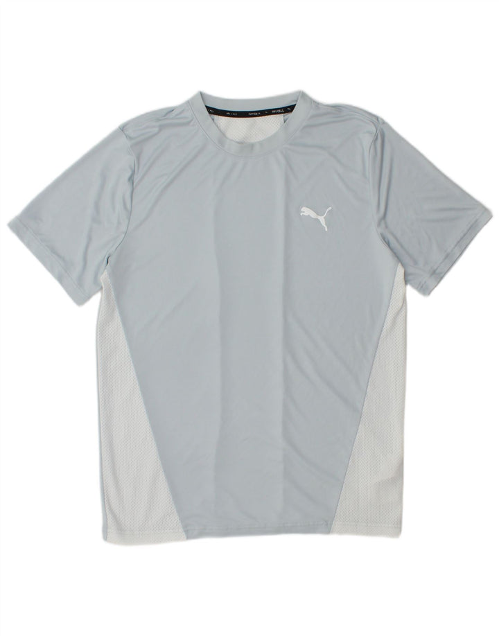 PUMA Mens T-Shirt Top Medium Blue Colourblock Polyester