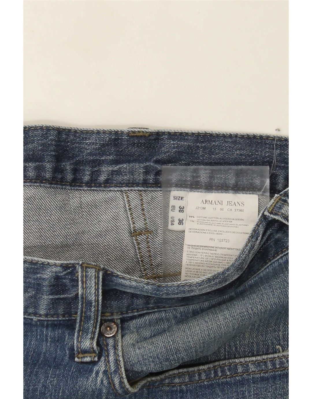 Jeans dritti da uomo Armani W36 L30 in cotone blu