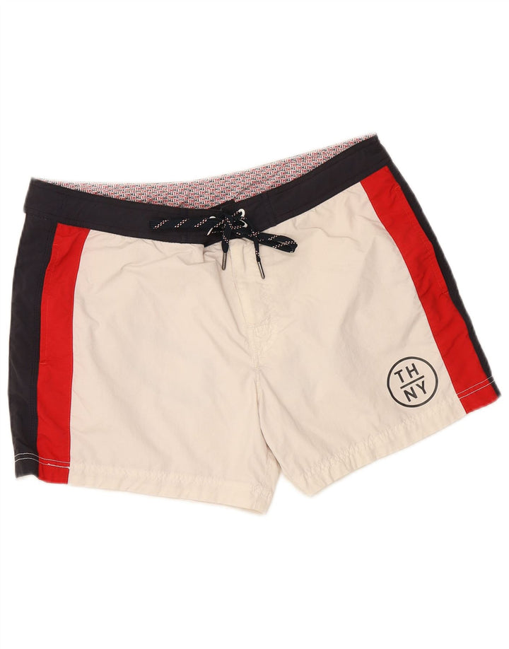 TOMMY HILFIGER Pantaloncini da bagno con grafica da uomo Grandi color block bianco sporco