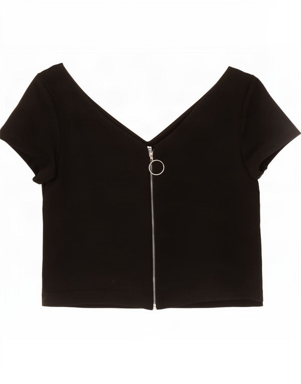 Top corto da donna Zara UK 14 grande poliestere nero