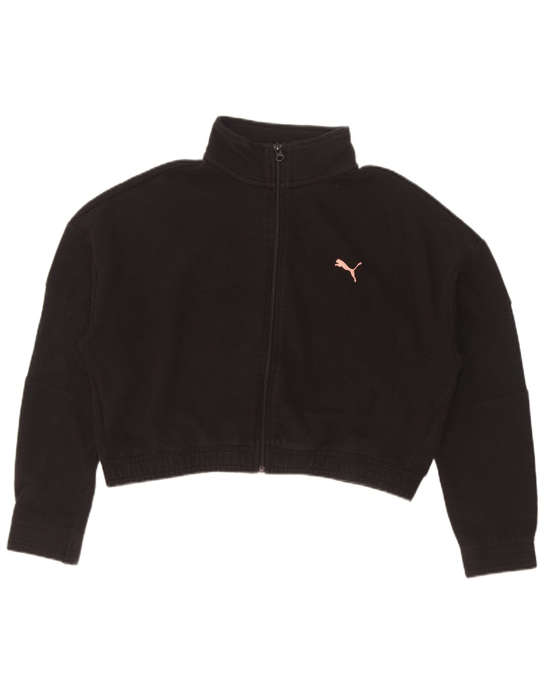 Giacca da ginnastica oversize corta da donna Puma UK 10 piccola in cotone nero